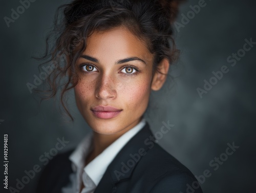 Young woman with curly hair...