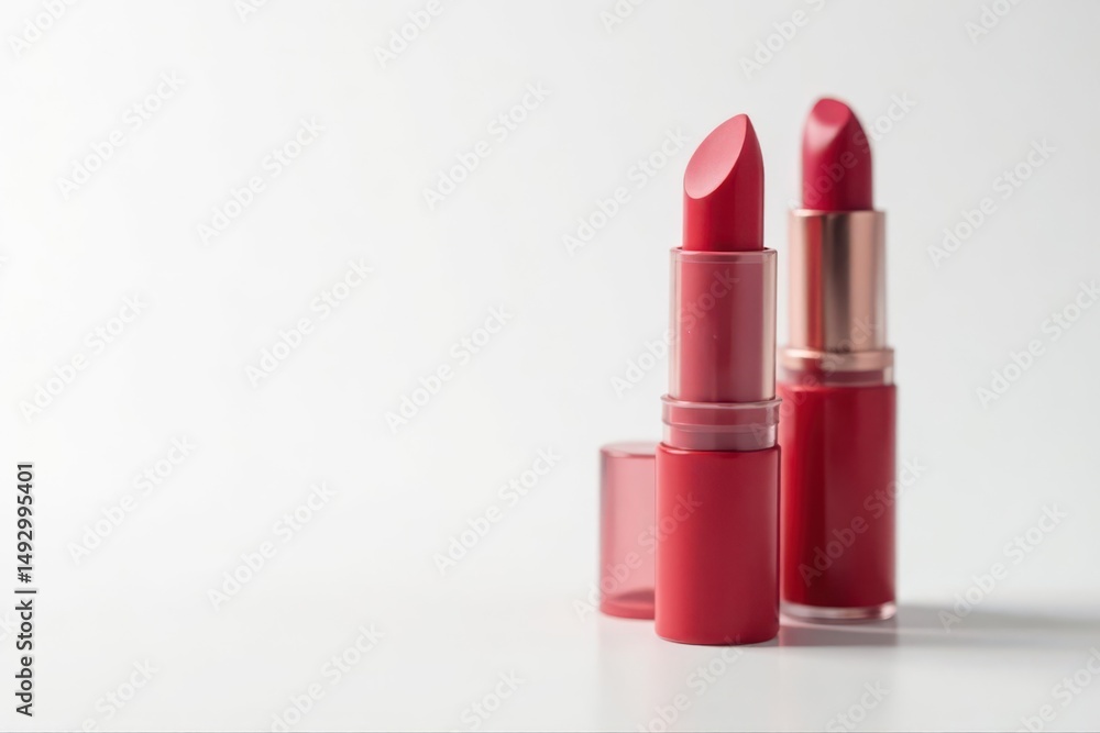 Bold red lipstick on pristine white background, sharp focus, graphic, studio, vibrant Bold red lipstick on pristine white background, sharp focus, graphic, studio, vibrant