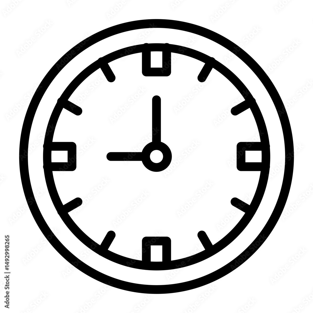 Clock Vector Line Icon Design Clock Vector Line Icon Design