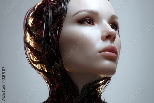 Futuristic human-like figur...