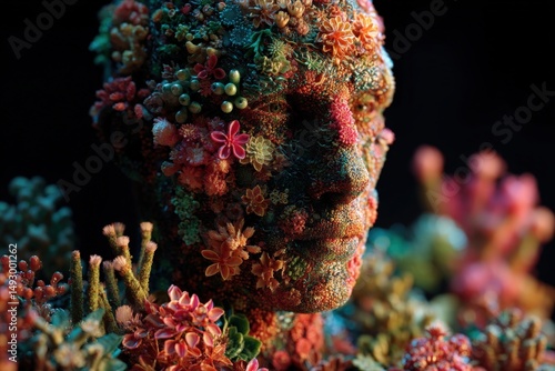 A human face artfully cover...