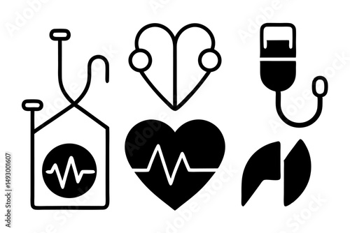 A passionate vector illustration of medical icons for health and well-being