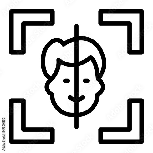 Face Scan Vector Line Icon Design
