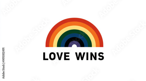 Free Download Pride Month Graphic – Flat Vector Rainbow Arc Over ‘LOVE WINS’ in Minimal Layout - GFXLoad