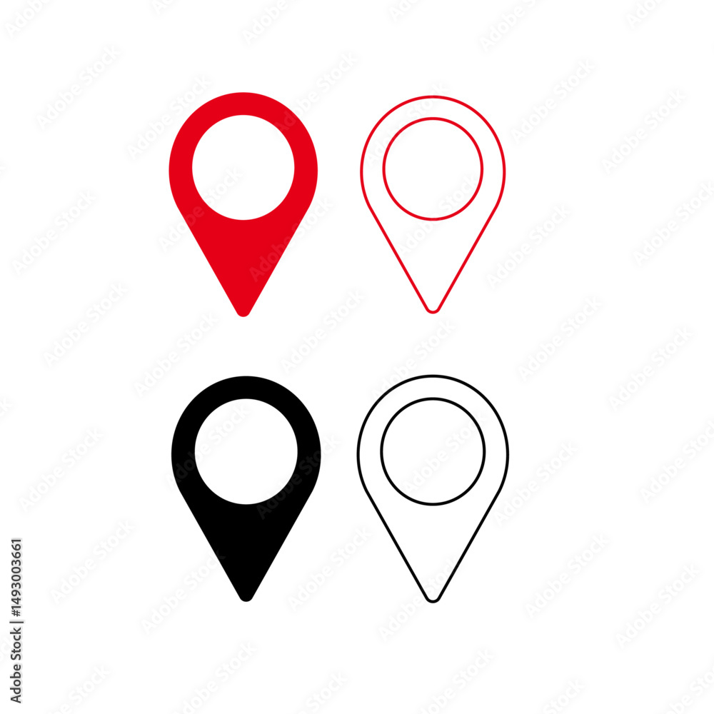 Fototapeta premium location vector icon set place logo. Map icon. location place marker. GPS map location icon.