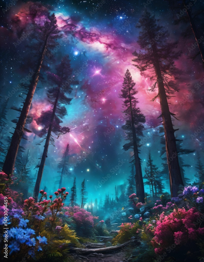 Obraz premium Different imaginary images on nature, forest and flowers