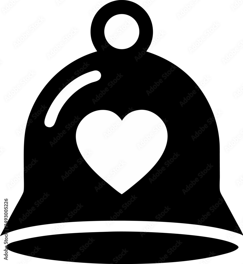 Obraz premium Bell With Heart Shape Silhouette Vector Illustration