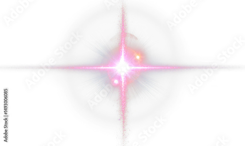 Magical Pink Sparkle Light with Lens Flare Effect Isolate on Transparent Background, cutout, png
