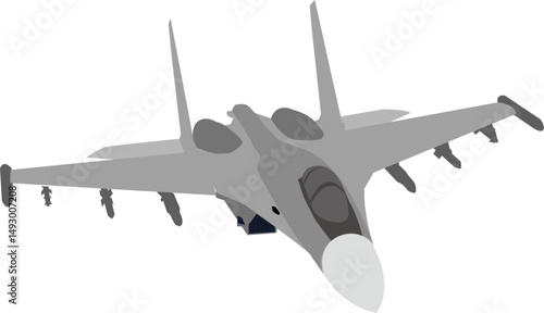 Vector illustration of fighter plane, fighter jet, bomber, supersonic aircraft, military aircraft