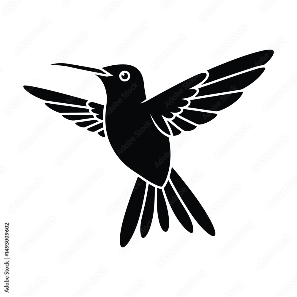 Obraz premium Hummingbird silhouette black vector artwork illustration