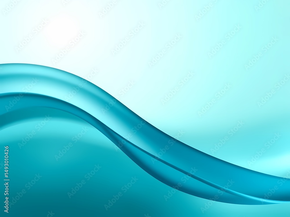 Fototapeta premium A flowing teal gradient background creates a serene and calming abstract desktop wallpaper.