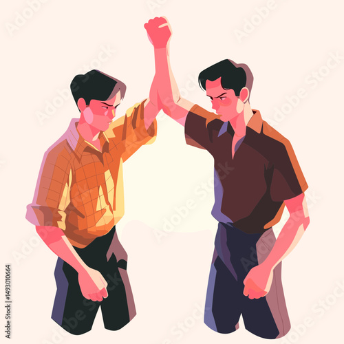 Illustration of Two Men Engaged in Intense Debate: A striking illustration captures two men in a moment of intense debate, their expressions and gestures conveying the heat of a disagreement.