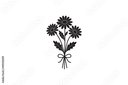 Minimalist Flower Bouquet Vector Design - Stylish Daisy Flower Art