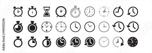 Time and clock icons set, stopwatch, timer, , time management concept, fast stopwatch line icon, Victor illustration Eps 10.