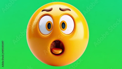 3D Emoji Surprised On Green Screen