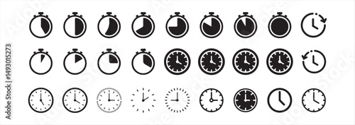 Time and clock icons set, stopwatch, timer, , time management concept, fast stopwatch line icon, Victor illustration Eps 10.