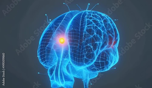 glowing brain neural network illustrating dynamic cell interactions