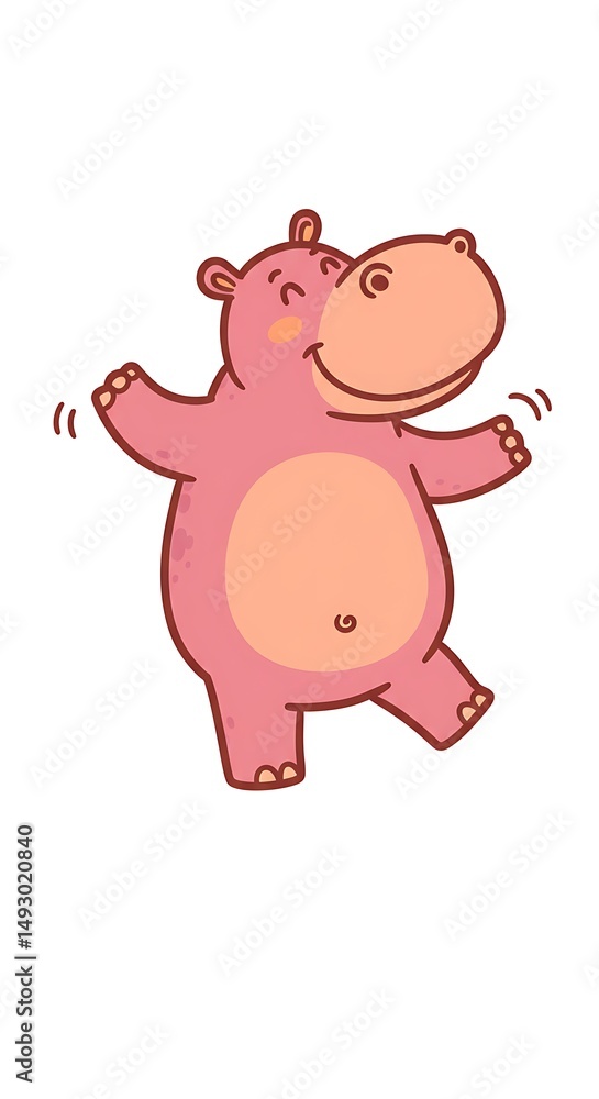 Dancing pink hippo is happy Dancing pink hippo is happy