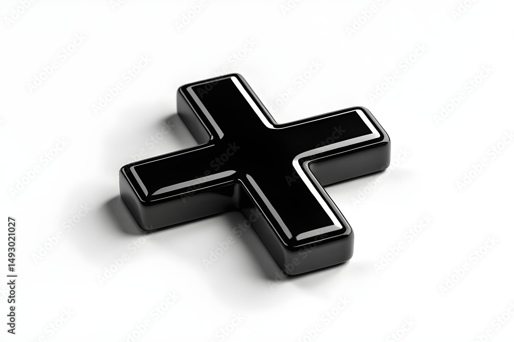 Obraz premium This is a 3d silver cross icon, a religious symbol with a metallic silver shape isolated on a white background