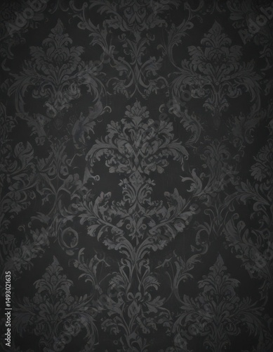 Subtle grey damask on charcoal, shadowy gothic elegance, background, shadow