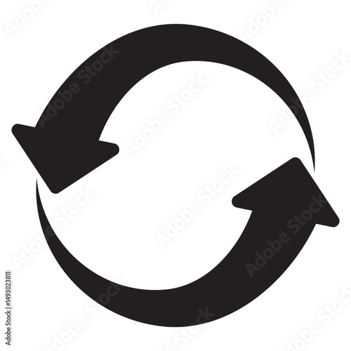 Two arrow spin icon, recycle round, circle refresh or restart. Dual Arrow. Double side arrow icon set. alternating icon, refreshing arrow. Vector illustration on white background. 