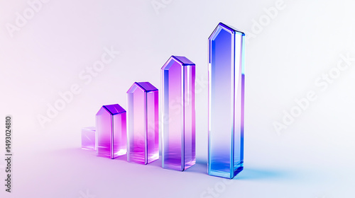 3D glass icon of a graph growing upwards
