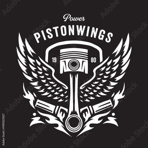 Vintage illustration of piston with wings