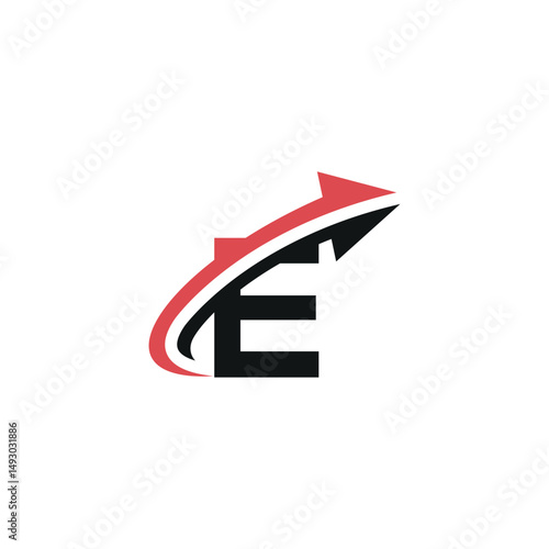 Free Download Creative E Initial Logo with Dynamic Arrow, Vector Identity for Fast-Growing Companies. - GFXLoad