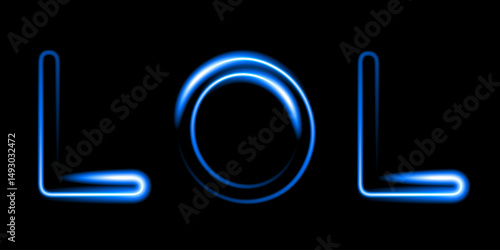 Vector isolated illustration of the inscription lol with neon effect.