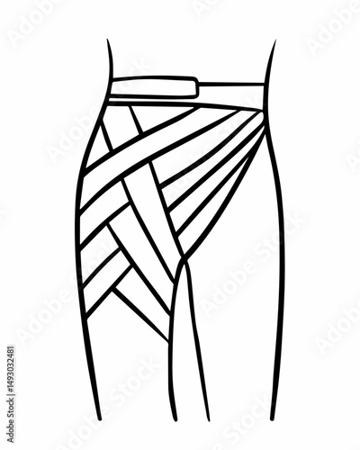 Vector isolated illustration of groin bandage. Human groin injuries. First aid for groin injuries.