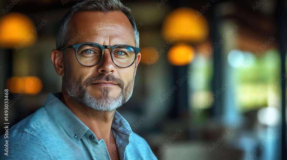 Man with glasses stands in modern office lobby with lounge chairs and a relaxed vibe.
Man with glasses stands in modern office lobby with lounge chairs and a relaxed vibe.