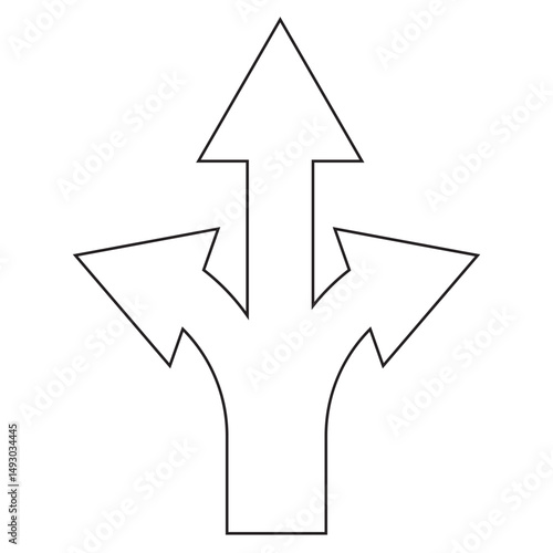 Three way direction arrow road vector illustration. Three Way For black and Blue color Arrow icon. Arrows direction icon.