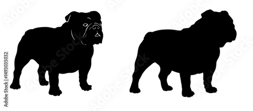 Two dogs silhouette vector isolated on white background