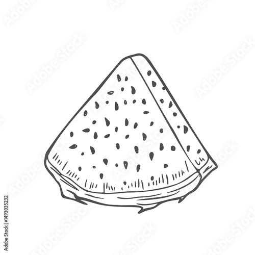 Dragon fruit slices in vector sketch. A piece of pitahaya