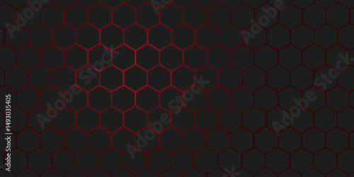 abstract background hexagon gray and red color tone glow vector illustration