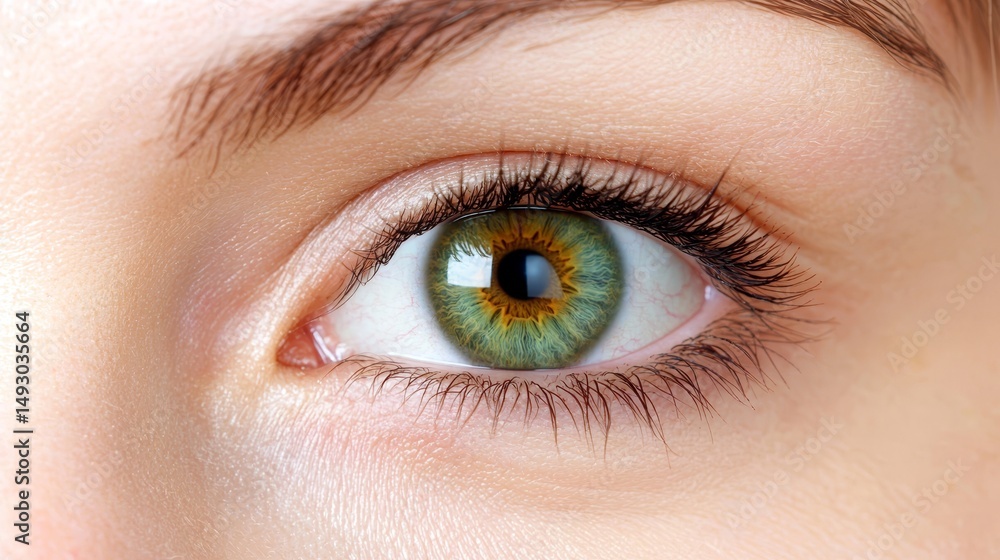 Obraz premium Captivating green eye closeup look at natural beauty and long dark eyelashes
