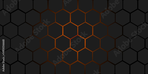 black and orange hexagons modern background illustration