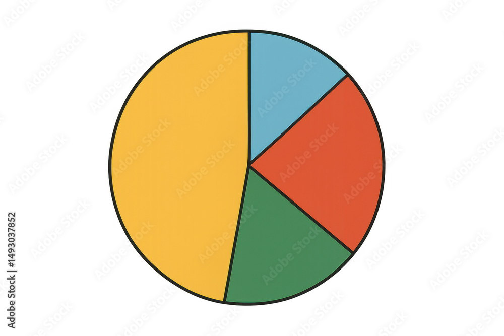 Colorful pie chart segmenting data visualization, representing statistical analysis with vivid, transparent graphic design elements Colorful pie chart segmenting data visualization, representing statistical analysis with vivid, transparent graphic design elements