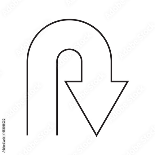 U Turn Right Road sign. U-Turn Right Traffic Road Sign, Vector Illustration.