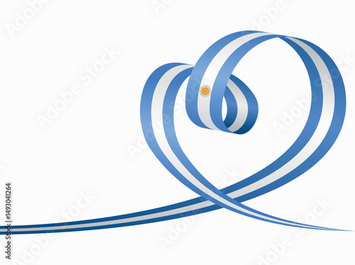 Argentinian flag heart shaped ribbon. Vector illustration.