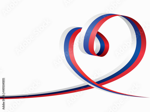 Russian flag heart shaped ribbon. Vector illustration.