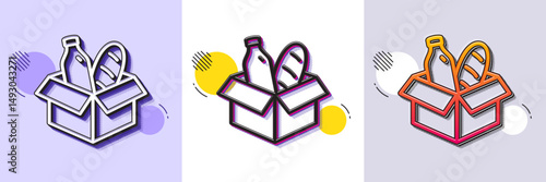 Food donation line icon. Halftone dotted pattern. Gradient icon with grain shadow. Charity box sign. Charitable organization symbol. Line food donation icon. Various designs. Vector