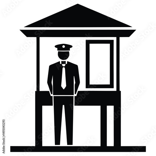 security guard element isolated manned security on white background