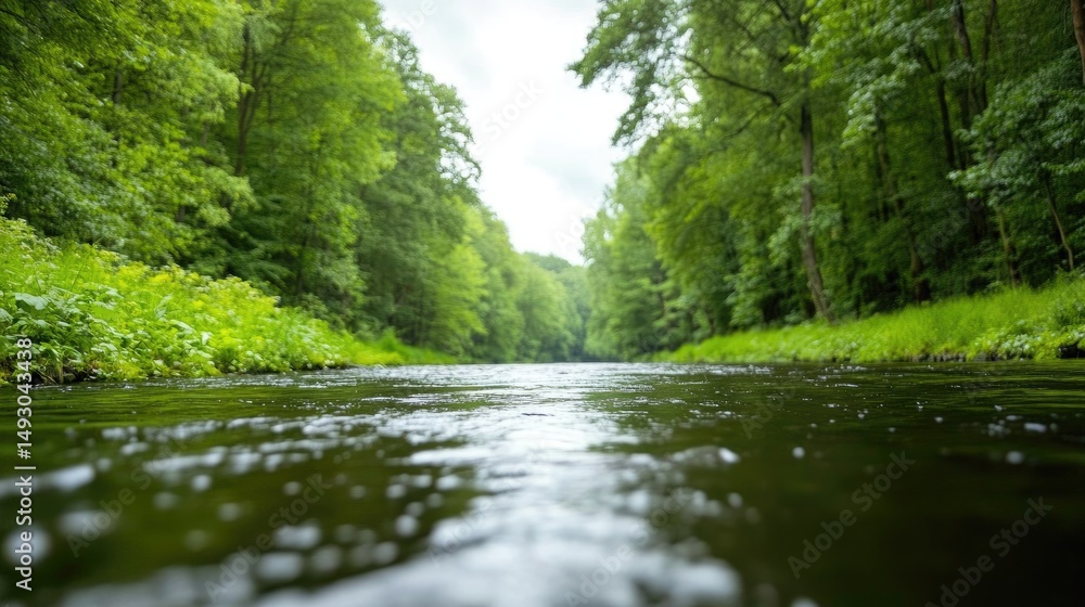 River flowing through green forest River flowing through green forest