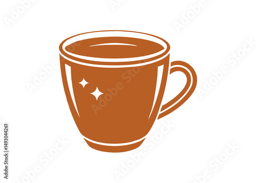 High angle view cappuccino Coffee Flat Design themed Icon with shadow