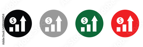Cost Increase Vector Icons Set – Financial Growth and Expense Rise Symbols
