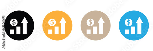 Cost Increase Vector Icons Set – Financial Growth and Expense Rise Symbols
