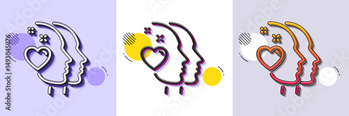 Heart line icon. Halftone dotted pattern. Gradient icon with grain shadow. Couple love emotion sign. Valentine day symbol. Line heart icon. Various designs. Vector