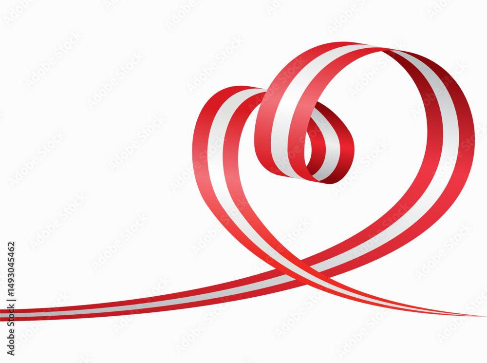 Fototapeta premium Peruvian flag heart shaped ribbon. Vector illustration.