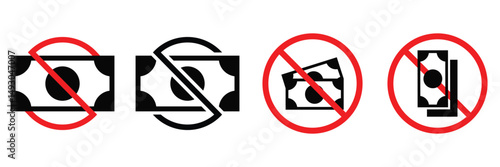 No Money Vector Icons – Financial Loss, Empty Wallet, and Budget Crisis Symbols